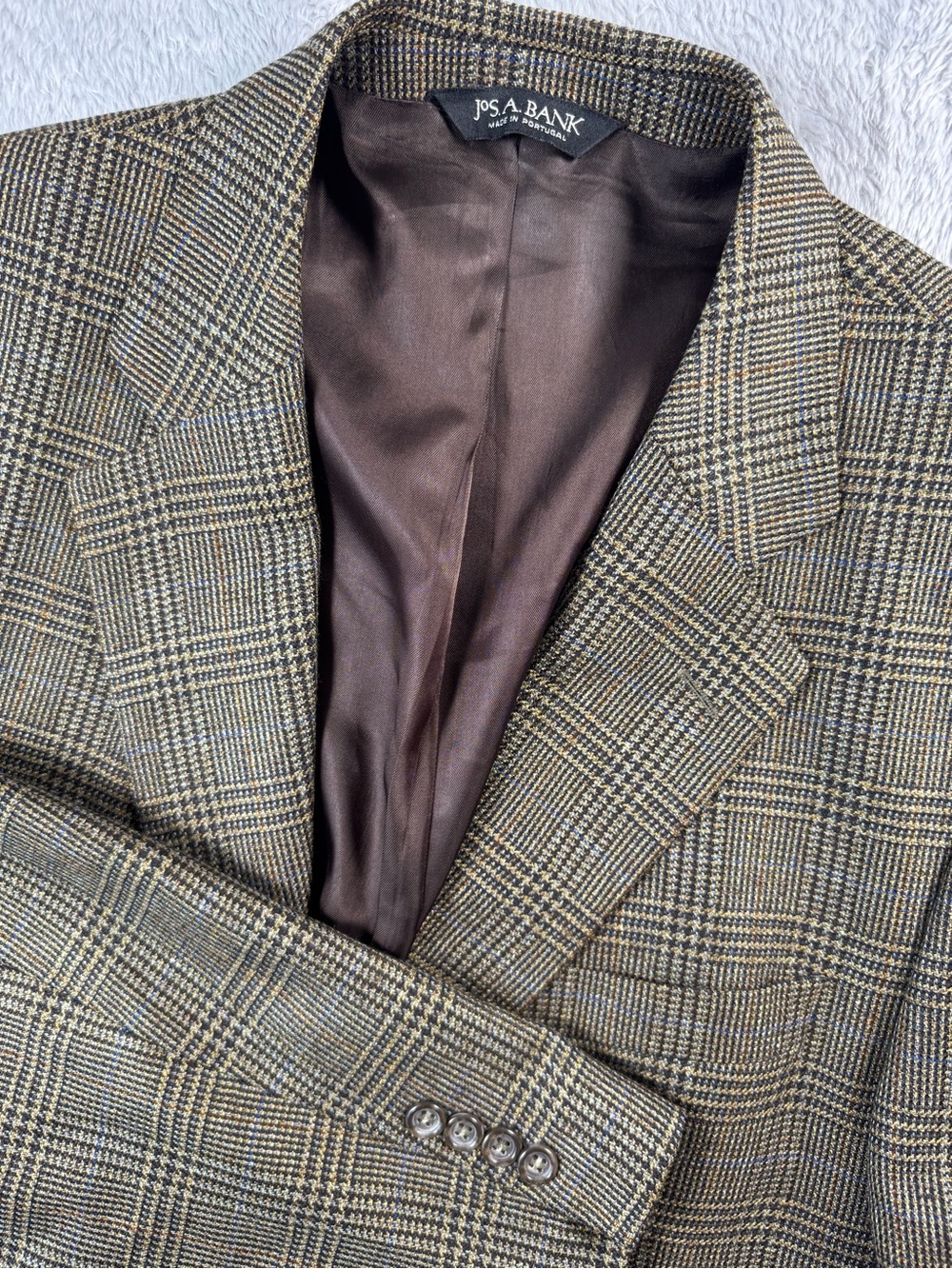 Jos A‎ Bank Silk Wool Glen Plaid Blazer 42R